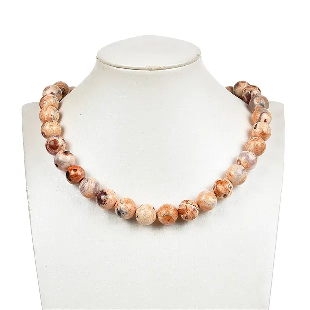 Rang de colliers boules, Agate (Agate de Mongolie claire), 14mm (39cm) | Marco Schreier