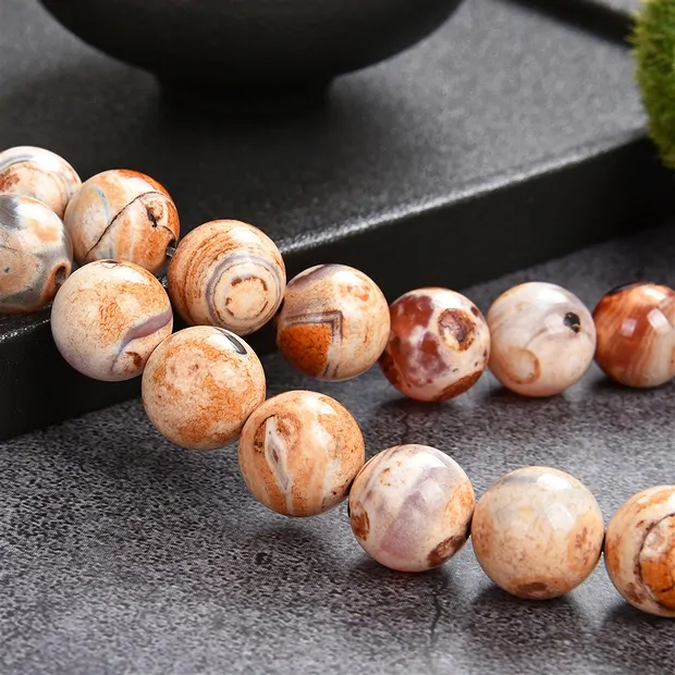 Rang de colliers boules, Agate (Agate de Mongolie claire), 14mm (39cm) | Marco Schreier