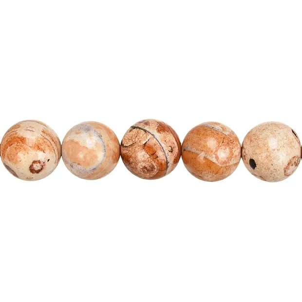 Rang de colliers boules, Agate (Agate de Mongolie claire), 14mm (39cm) | Marco Schreier