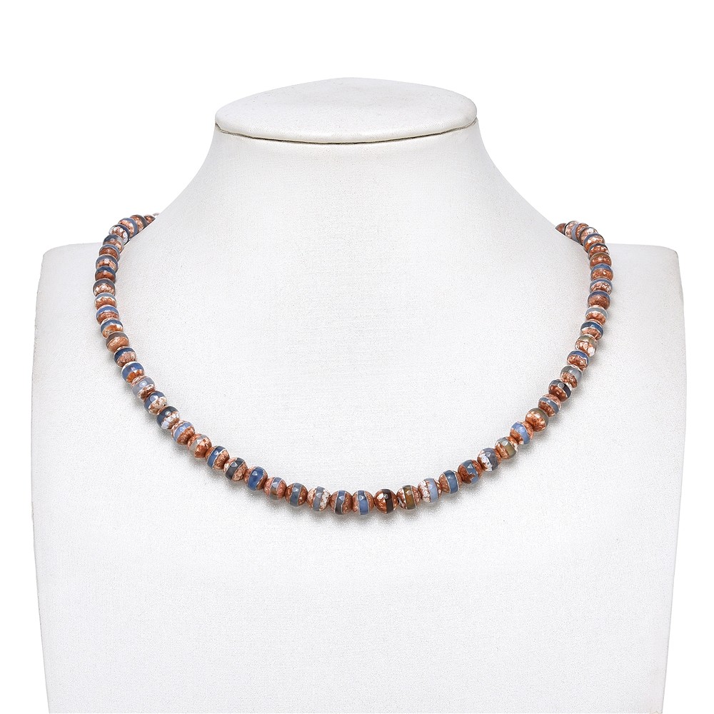 String Beads, Agate (Mongolia agate brown-white-blue), 06mm, faceted (36cm) | Marco Schreier