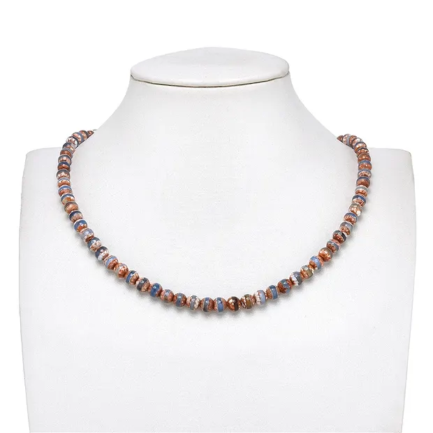 String Beads, Agate (Mongolia agate brown-white-blue), 06mm, faceted (36cm) | Marco Schreier