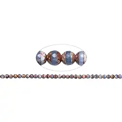 146260106023 Rang de collier boules, Agate (Agate de Mongolie brun-blanc-bleu), 06mm, à facettes (36cm) | Marco Schreier