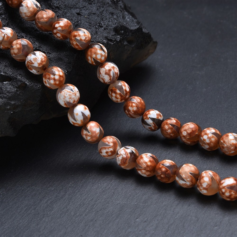 String Beads, Agate (Mongolia Agate) Tiger Tooth, 08mm (37cm) | Marco Schreier