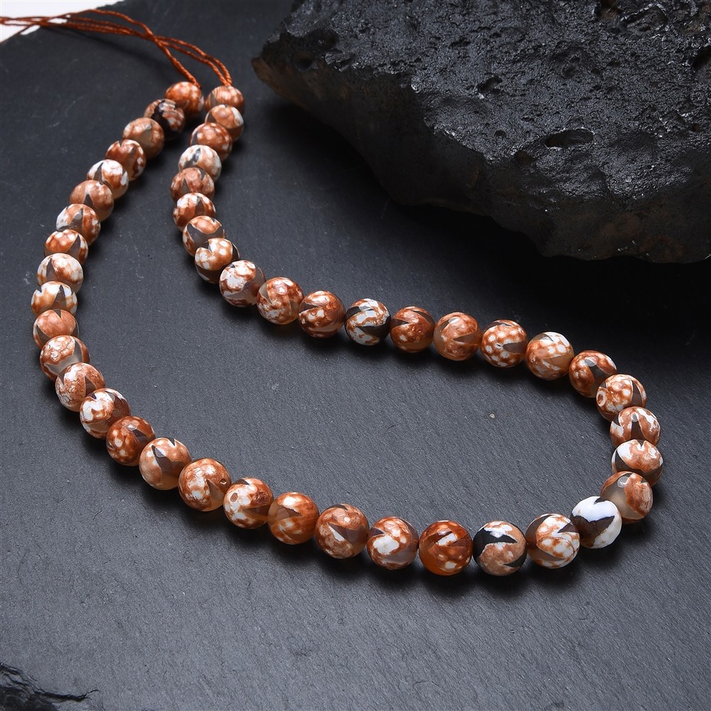 String Beads, Agate (Mongolia Agate) Tiger Tooth, 08mm (37cm) | Marco Schreier