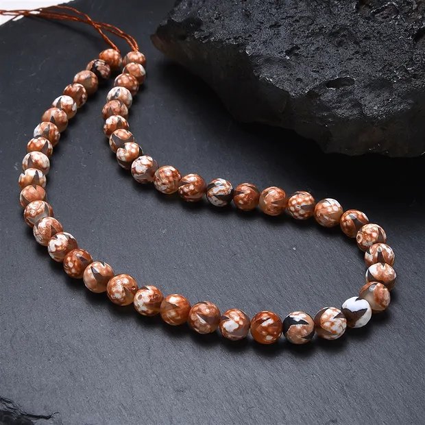 String Beads, Agate (Mongolia Agate) Tiger Tooth, 08mm (37cm) | Marco Schreier