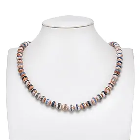 Rang de collier boules, Agate (bleu de Mongolie), 08mm, à facettes (36cm) | Marco Schreier