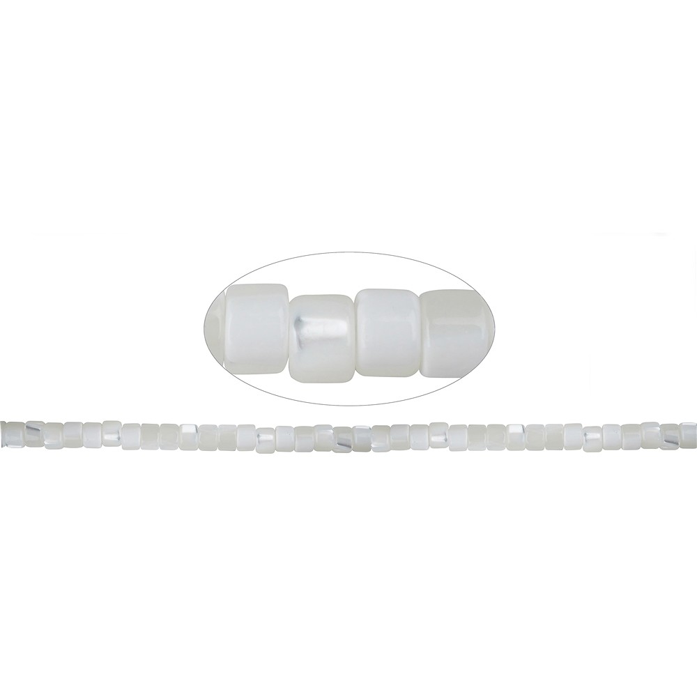 Rang de collier cylindre/heishi, nacre (claire), 02 x 03 mm (39cm) | Marco Schreier