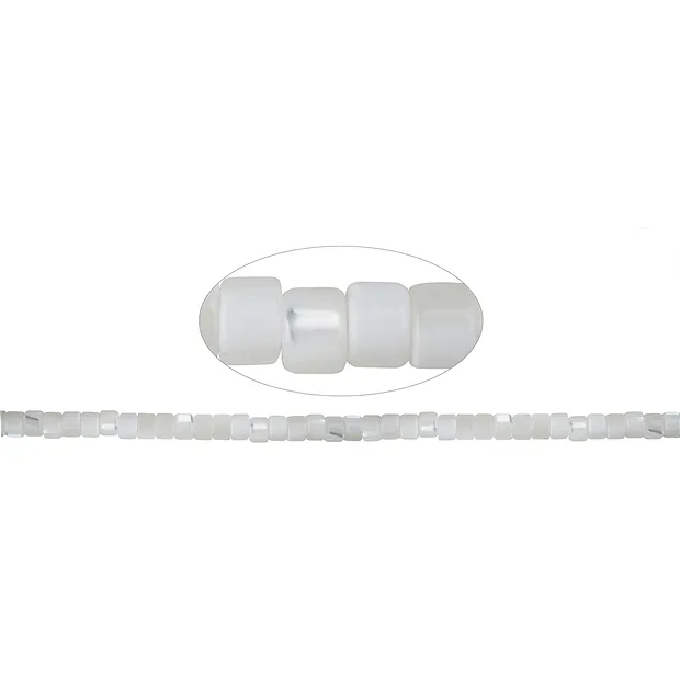 Strand cylinder/heishi, Mother of Pearl (light), 02 x 03 mm (39cm) | Marco Schreier