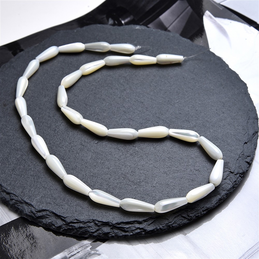 Drop strand, Mother of Pearl (light), 15 x 06mm | gems, healing stones & jewelry