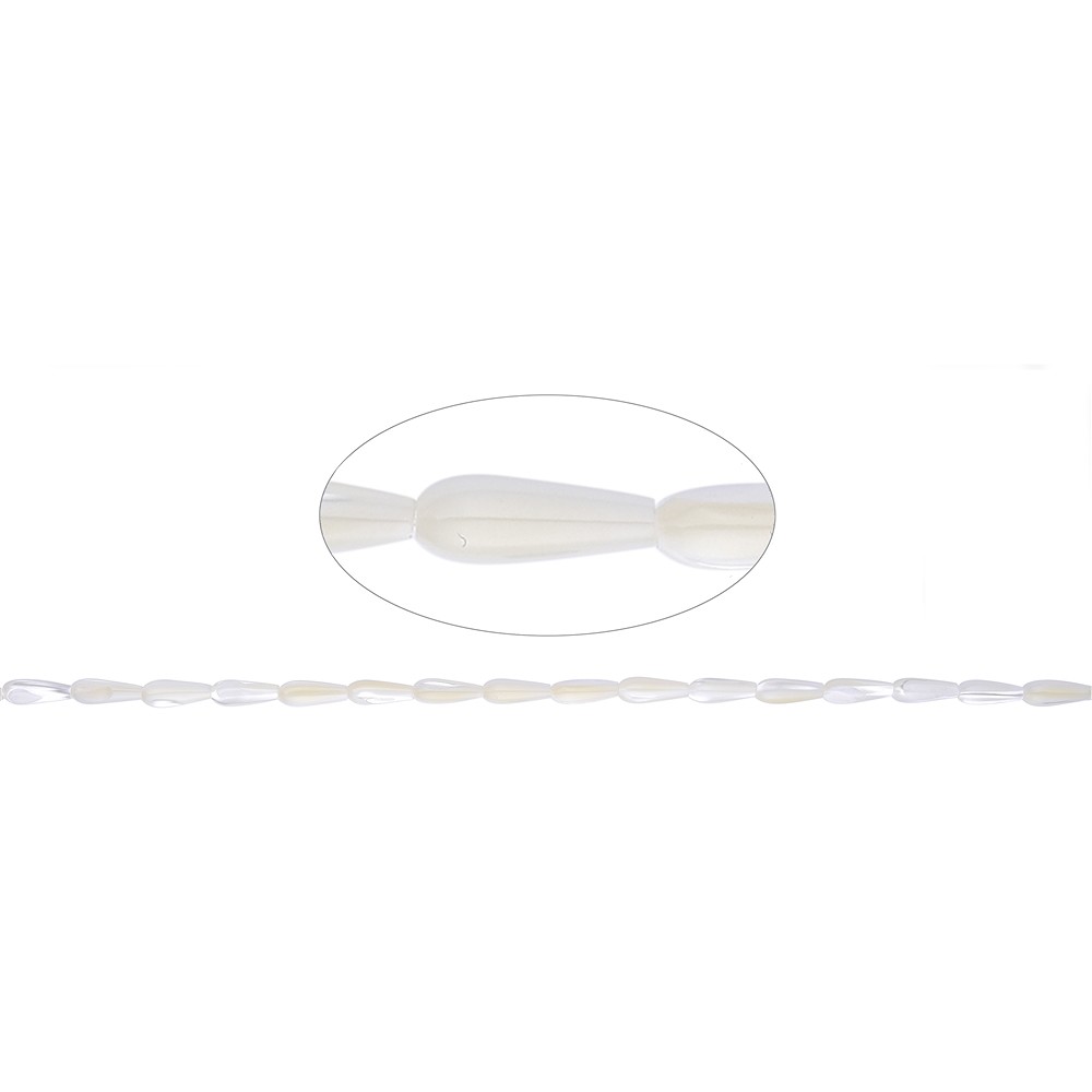 Drop strand, Mother of Pearl (light), 15 x 06mm | gems, healing stones & jewelry