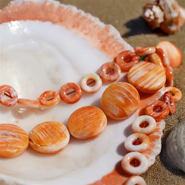 Strand Coin, Spiny Oyster, 17mm  | wholesaler gems, healing stones & jewelry