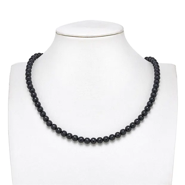 String Beads "Saturn", Agate (black), 06mm | wholesaler gems & healing stones