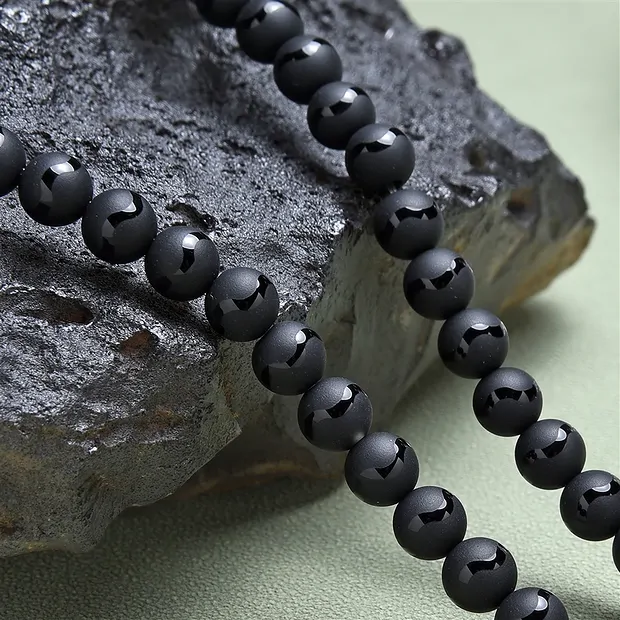 Strang Kugeln "Saturn", Achat (schwarz), 06mm | Edelsteine, Heilsteine & Schmuck