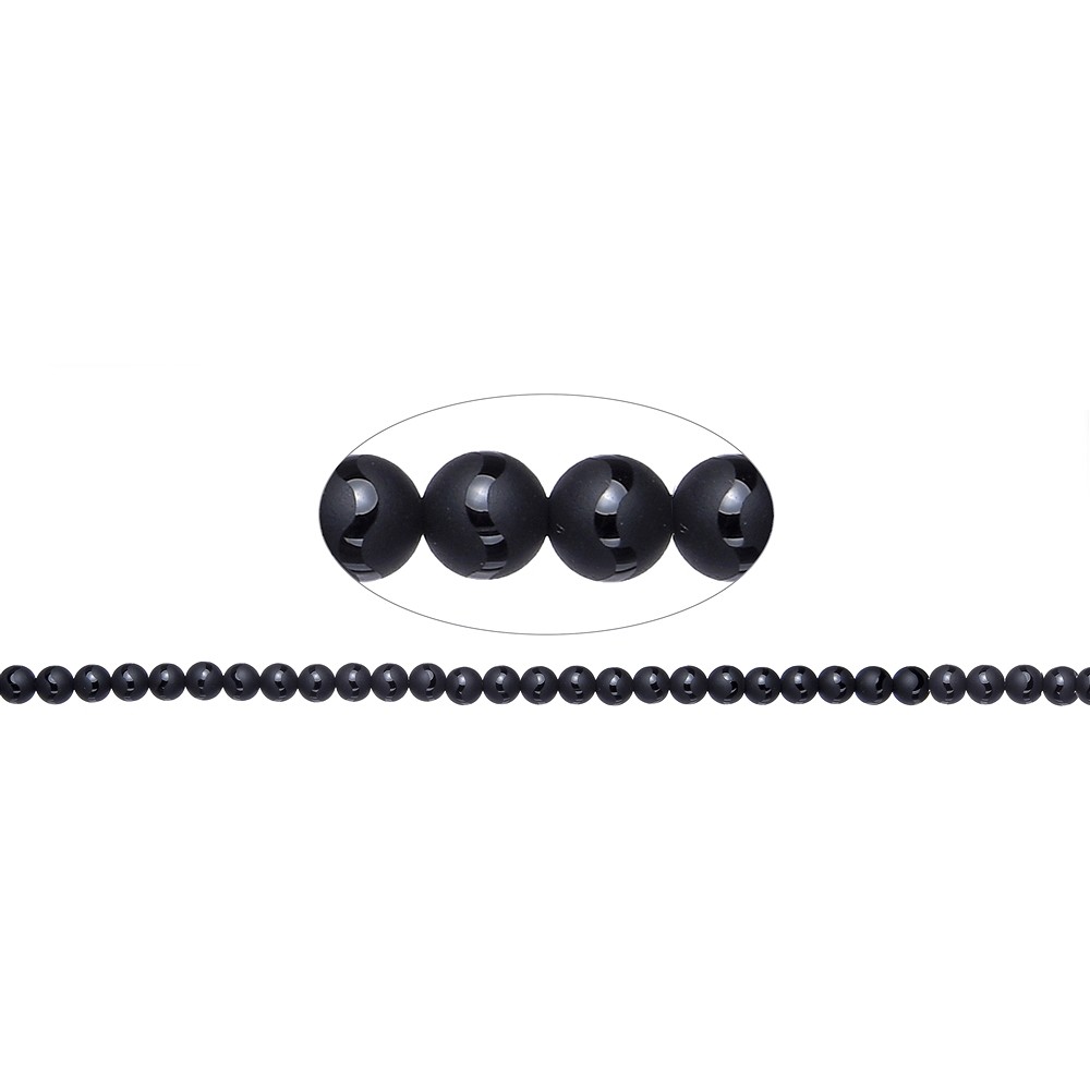String Beads "Saturn", Agate (black), 06mm | wholesaler gems & healing stones
