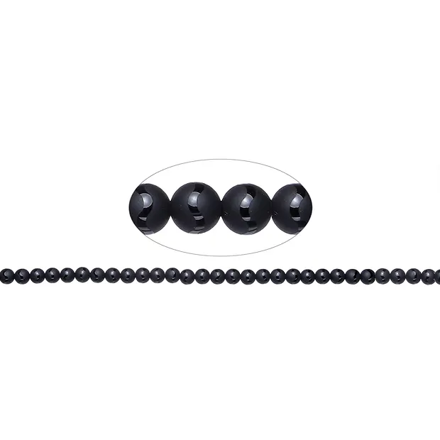 Strang Kugeln "Saturn", Achat (schwarz), 06mm | Edelsteine, Heilsteine & Schmuck