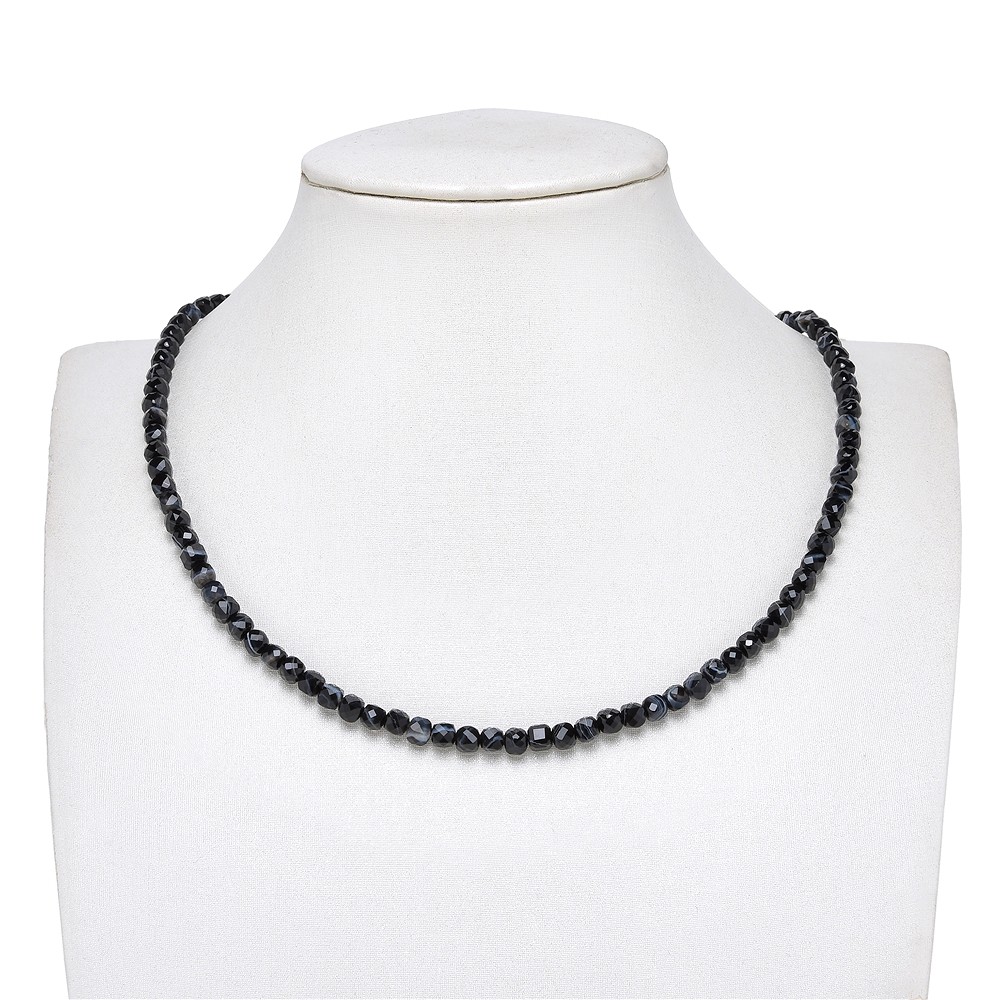 Strang Würfel, Achat schwarz (gef.), facettiert, 04mm (38cm) | Marco Schreier