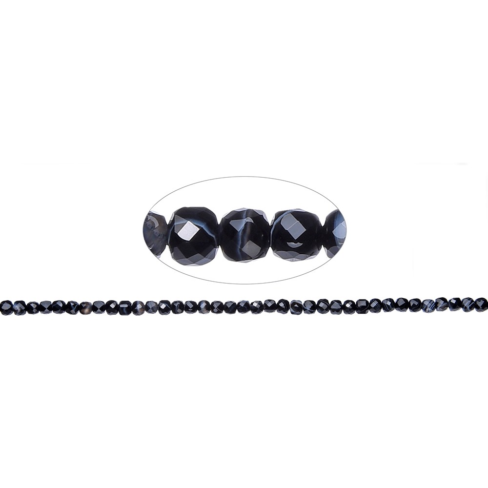 Strang Würfel, Achat schwarz (gef.), facettiert, 04mm (38cm) | Marco Schreier