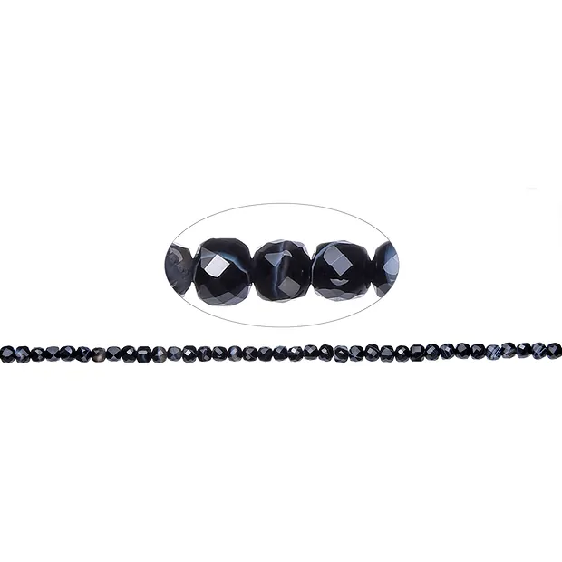 Strand cube, black Agate (dyed), faceted, 04mm (38cm) | Marco Schreier