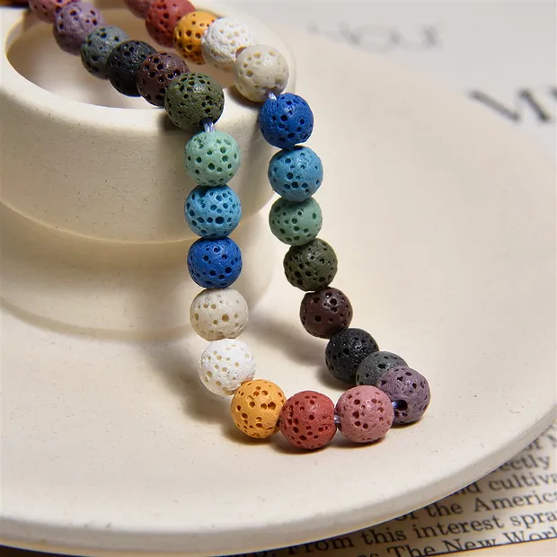 Rang de collier boules, Lave (pierre ponce colorée), 06mm | Marco Schreier