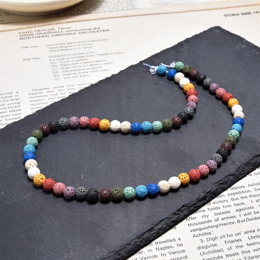 Filo di perline, lava (pietra pomice colorata), 06 mm | Marco Schreier