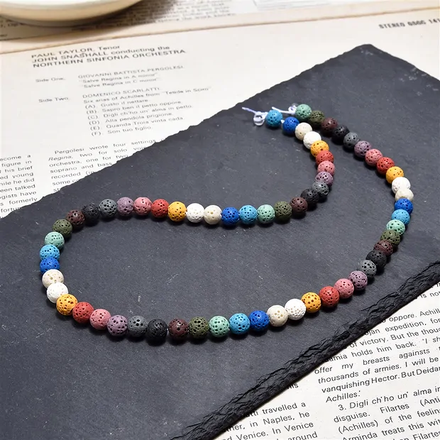Rang de collier boules, Lave (pierre ponce colorée), 06mm | Marco Schreier