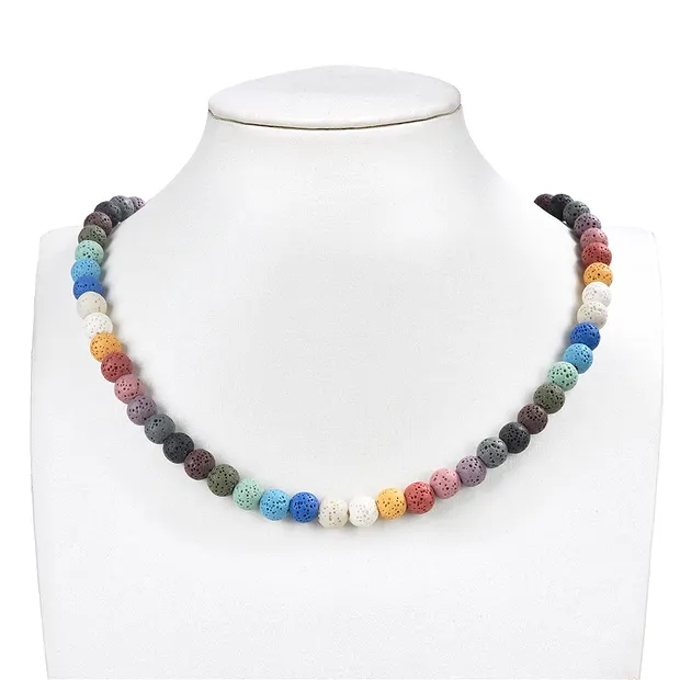 Rang de collier boules, lave (pierre ponce colorée), 08mm | Marco Schreier