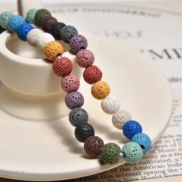 String Beads, lava (pumice colored), 08mm | wholesaler gems & healing stones