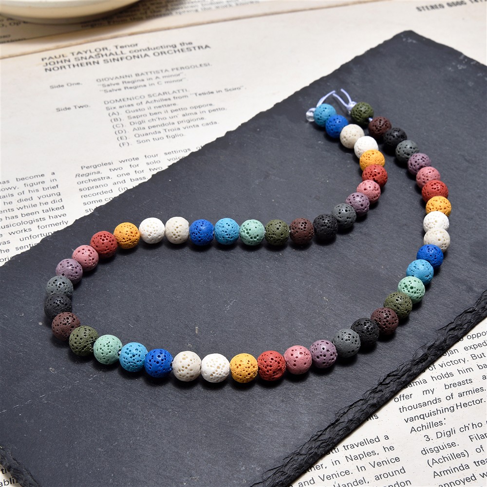 String Beads, lava (pumice colored), 08mm | wholesaler gems & healing stones