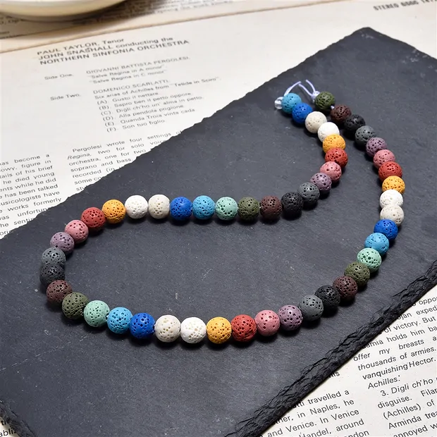 Strang Kugeln, Lava (Bimsstein gefärbt), 08mm | Edelsteine, Heilsteine & Schmuck
