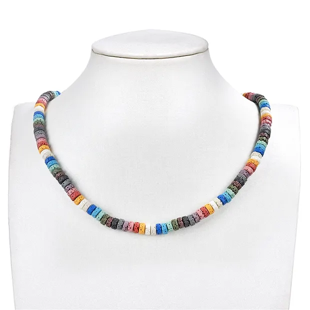Strand cylinder "Heishi", lava (colorful), 06 x 03mm | Marco Schreier