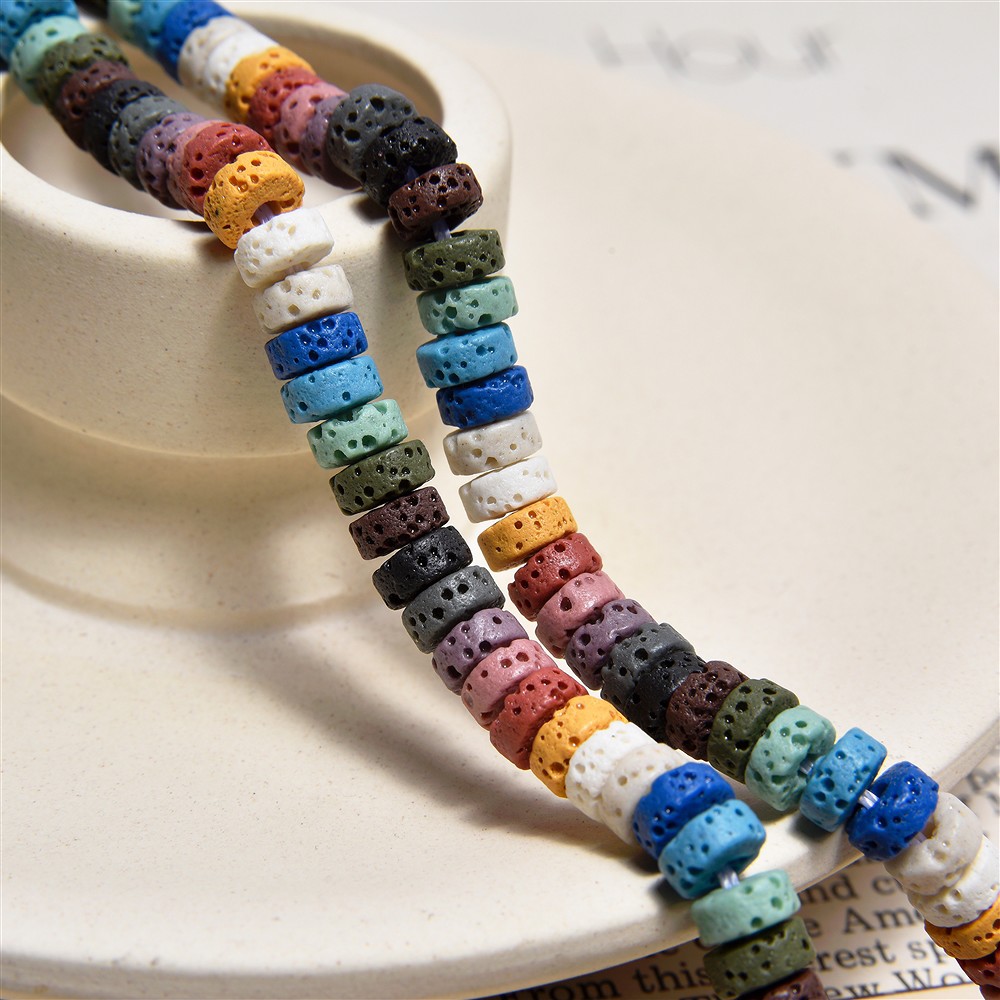 Strang Zylinder "Heishi", Lava (bunt), 06 x 03mm | Marco Schreier