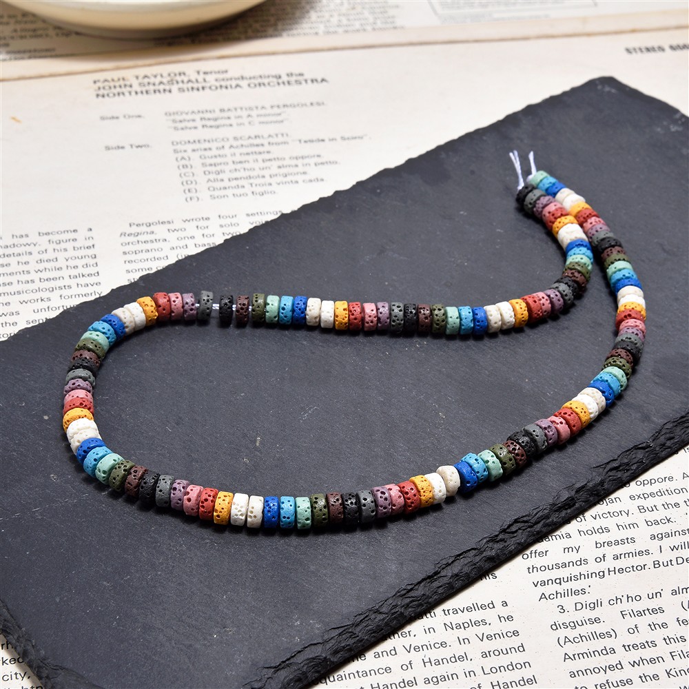 Strang Zylinder "Heishi", Lava (bunt), 06 x 03mm | Marco Schreier