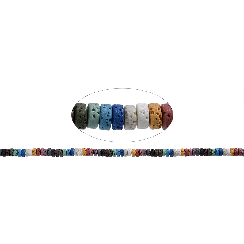 Strang Zylinder "Heishi", Lava (bunt), 06 x 03mm | Marco Schreier