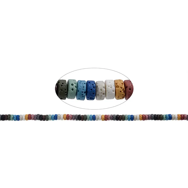 Strand cylinder "Heishi", lava (colorful), 06 x 03mm | Marco Schreier