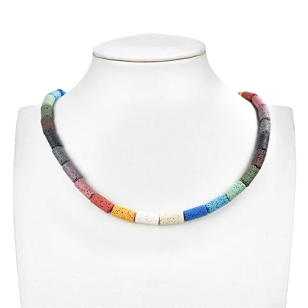 Rang de colliers, lave (multicolore), 14 x 07mm (39cm) | Marco Schreier