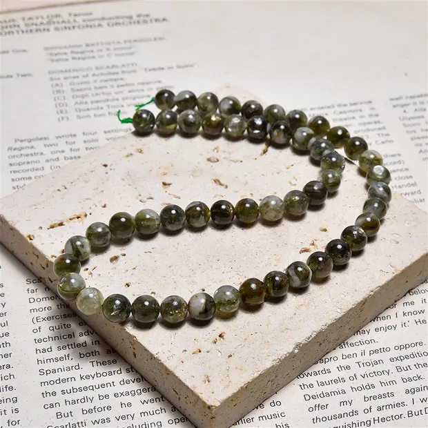 String Beads, Muscovite (green), 07mm (38cm) | wholesaler gems & healing stones