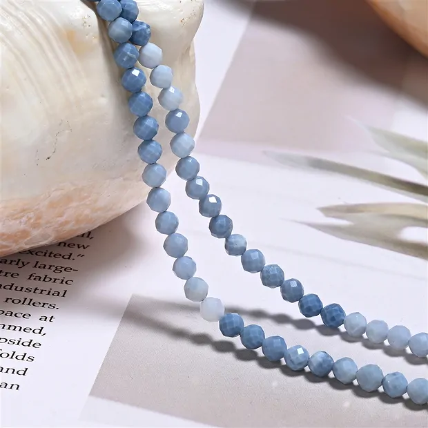 String Beads, Opal (blue), 04mm, faceted (39cm) | gems, healing stones & jewelry