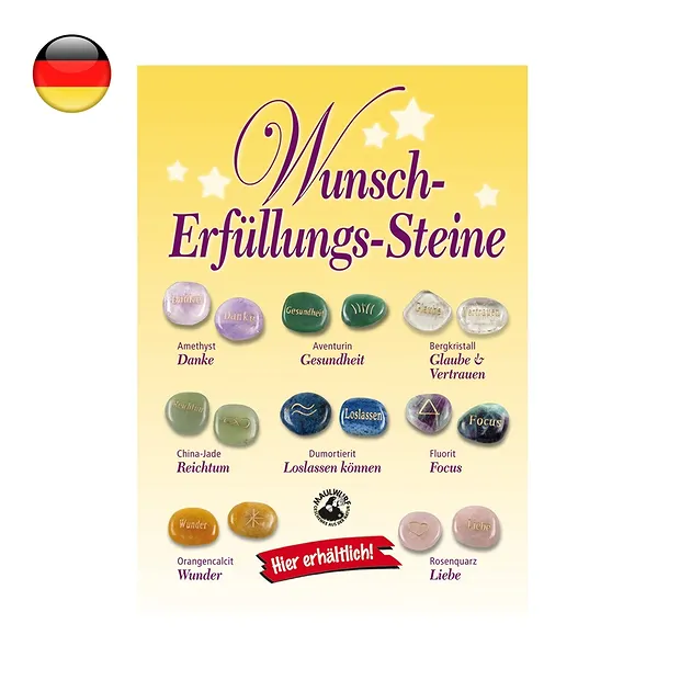 Wish fulfillment stones" poster, A4 | wholesaler gems, healing stones & jewelry