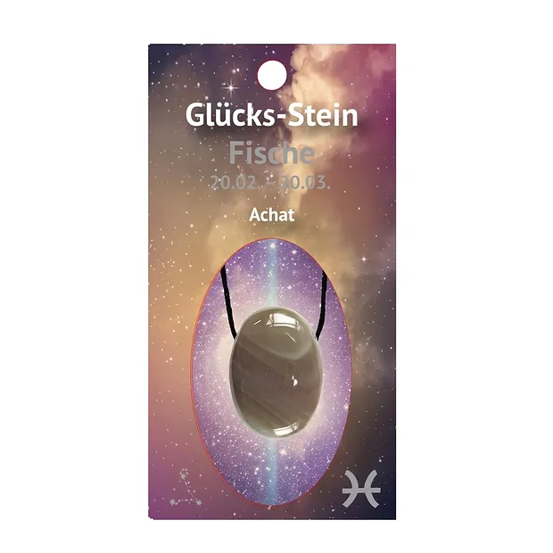 Lucky stone with ribbon on astro card Pisces/Agate | Marco Schreier