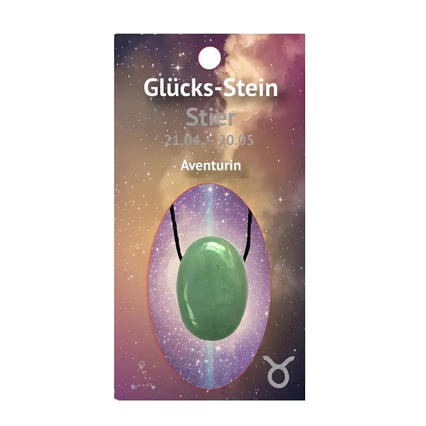 Pierre de la chance avec cordon sur carte astrologique Taureau/Aventurine | Marco Schreier