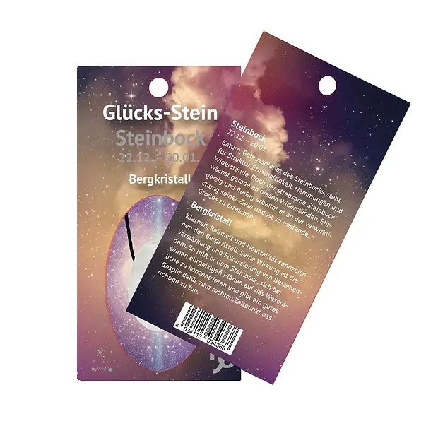 Glücksstein mit Band auf Astrokarte  Steinbock/Bergkristall | Marco Schreier