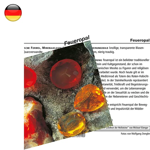 Mineralienkarte Feueropal  (VE mit 10 Stück) | Edelsteine, Heilsteine & Schmuck