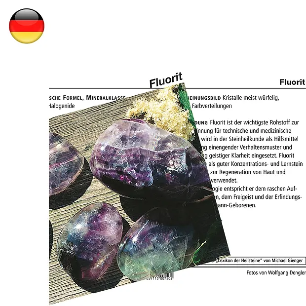 Mineralienkarte Fluorit (VE mit 10 Stück) | Edelsteine, Heilsteine & Schmuck