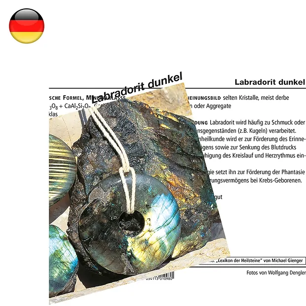 Mineralienkarte Labradorit dunkel (VE mit 10 Stück) | Marco Schreier