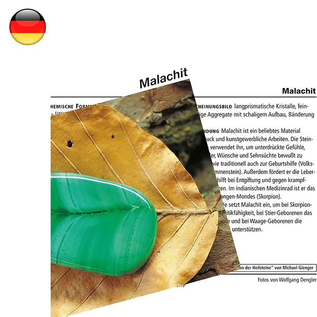 Mineralienkarte Malachit (VE mit 10 Stück) | Edelsteine, Heilsteine & Schmuck