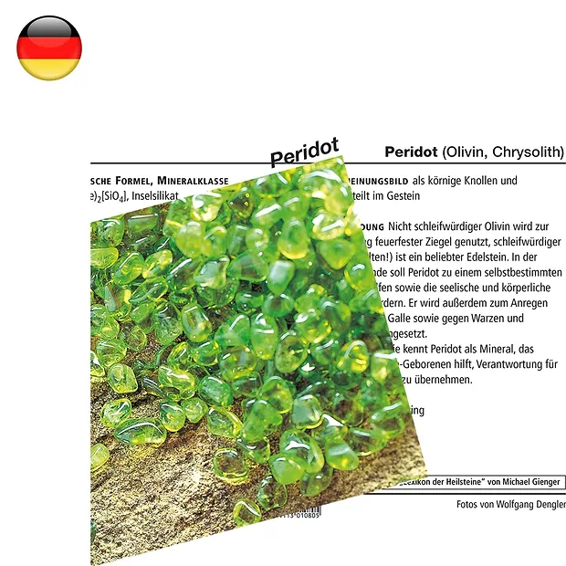 Mineralienkarte Peridot  (VE mit 10 Stück) | Edelsteine, Heilsteine & Schmuck