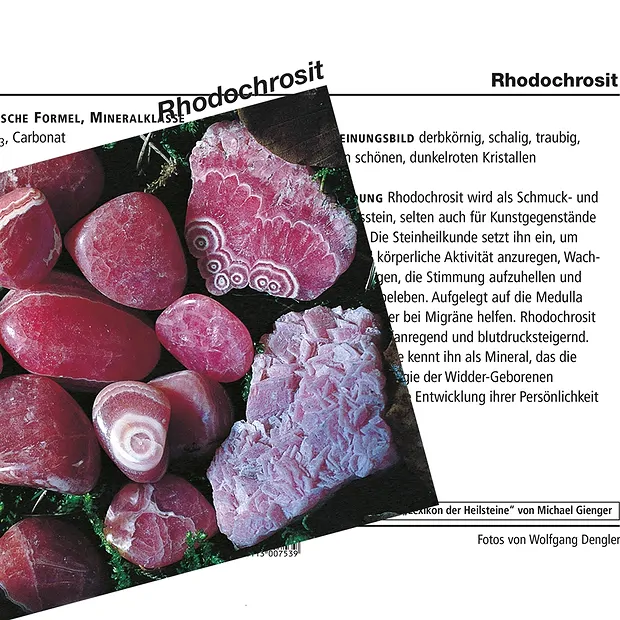 Mineralienkarte Rhodochrosit (VE mit 10 Stück) | Marco Schreier