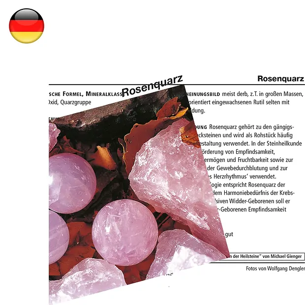 Mineralienkarte Rosenquarz (VE mit 10 Stück) | Marco Schreier