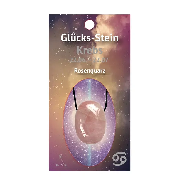 Glücksstein mit Band auf Astrokarte  Krebs/Rosenquarz | Marco Schreier