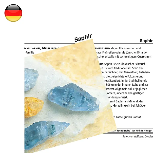 Mineralienkarte Saphir (VE mit 10 Stück) | GH Edelsteine, Heilsteine & Schmuck